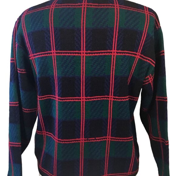 Tally Ho VTG Tartan Plaid Long Sleeve Acrylic Cardigan Jacket with Pockets SM - Picture 6 of 8